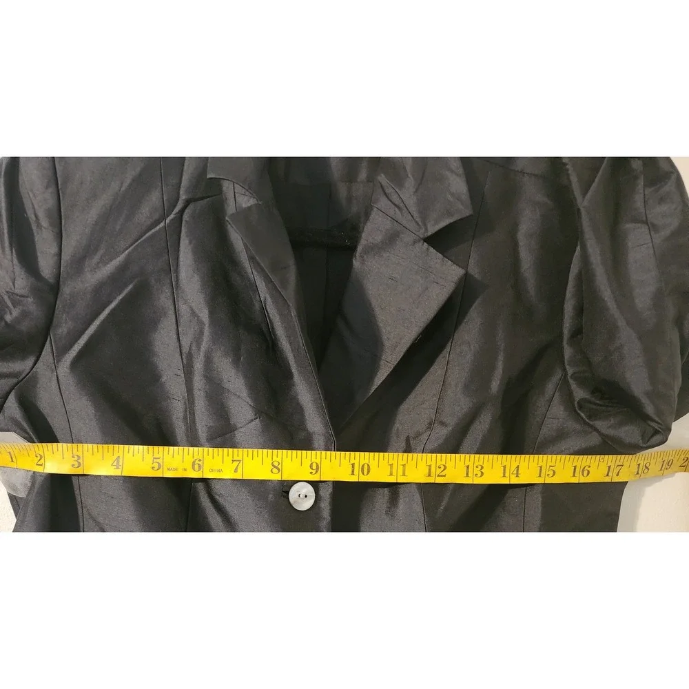 Kate Hill 100% Silk  Trench Coat Gray Black 3-Button Duster Jacket Size 4